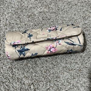 Vera Bradley Floral Quilted Cosmetic Case - Tan and Pink